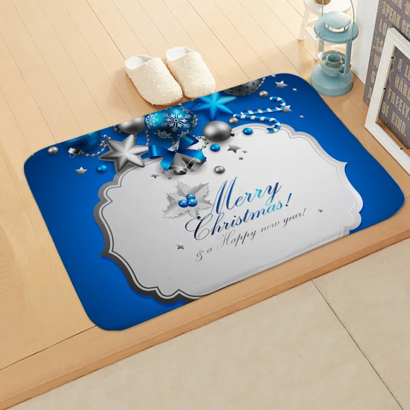 Santa Welcome Mat: Axyaa Christmas Claus Print Carpet for Home Decoration