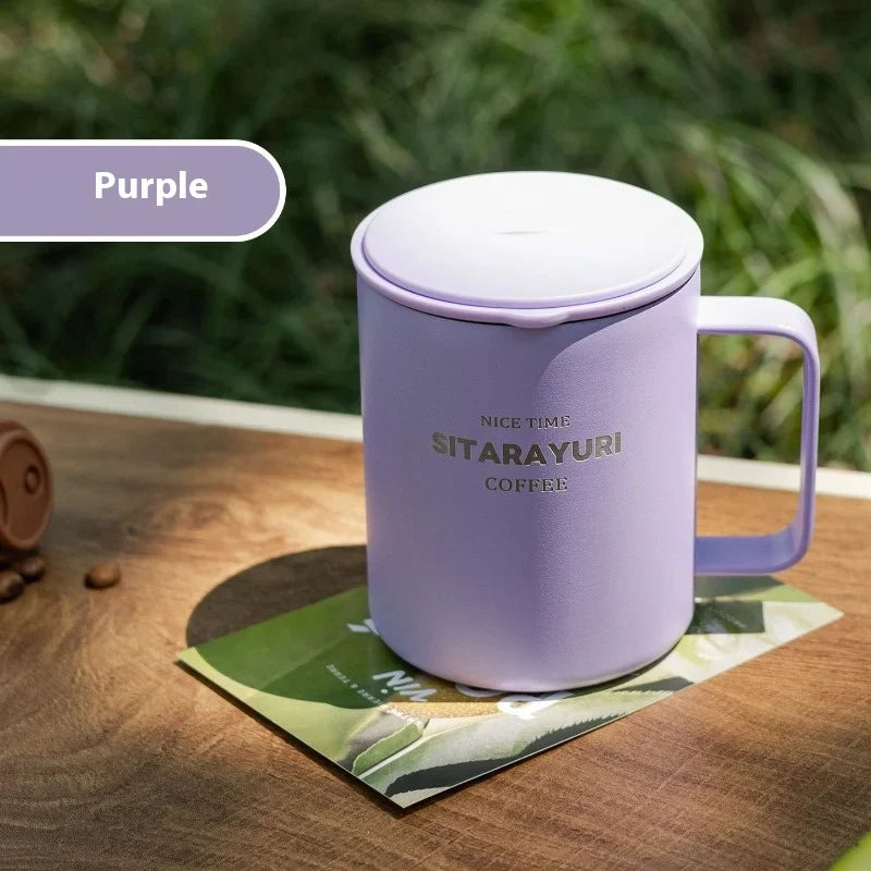 Axyaa Stainless Steel Vacuum Flask Cold&Hot Cup Handle Thermal Travel Mug