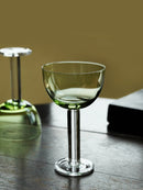 Axyaa Thick Stem Green Top Champagne Coupe Cocktail Glasses Set