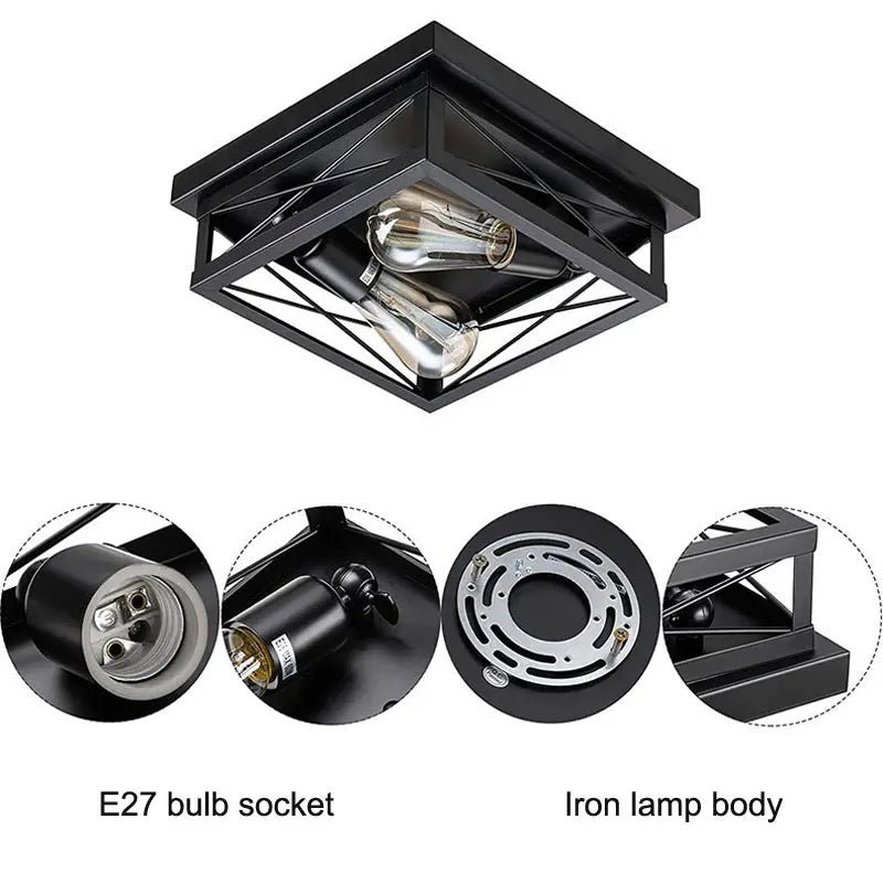 Axyaa Retro Iron Ceiling Light for Bedroom Living Room Industrial Style