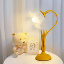 Axyaa Ceramic Table Lamp with Fabric Art Lampshade for Home Decor