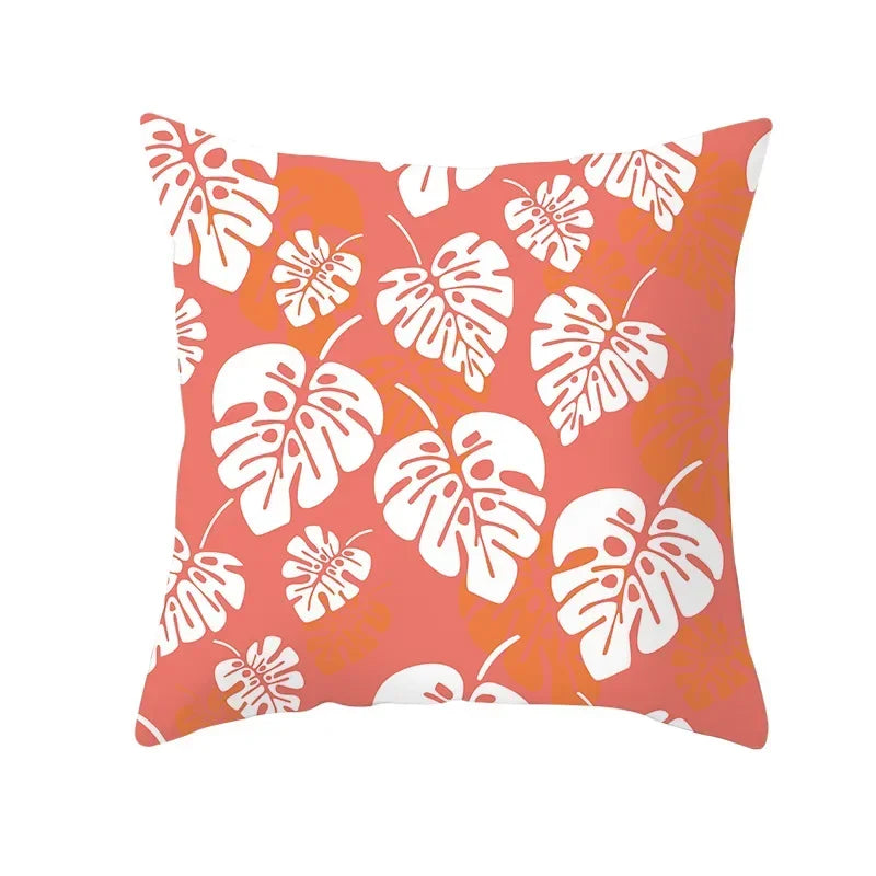 Axyaa Starfish Stripe Print Cushion Cover | Pink Coral Orange Home Decor Pillow Cover