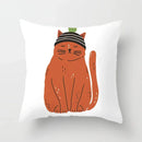 Axyaa Naughty Cat Home Decor Cushion Cover Square Polyester Pillowcase 45x45cm