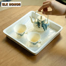 Axyaa Bamboo Relief Tea Tray - Elegant Dessert & Fruit Plate