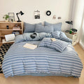 Axyaa Small Stripes Cotton Four-Piece Bedding Set