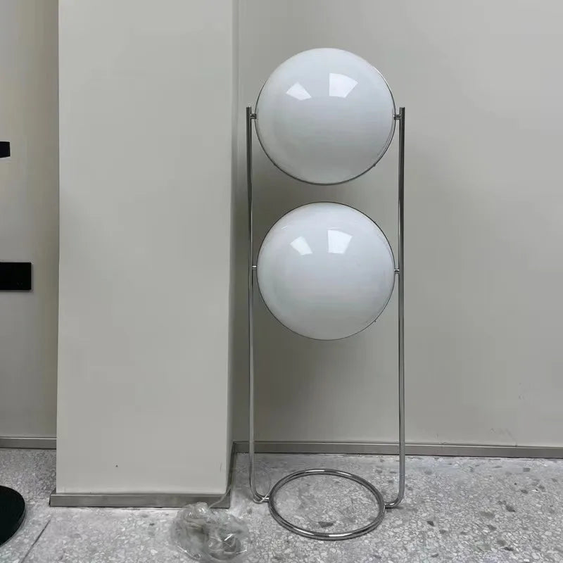 Axyaa Chrome Metal Acrylic Ball Floor Lamp White - Stylish Living Room Decor