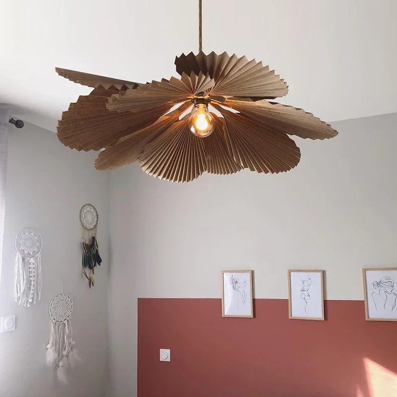 Axyaa Wabi-sabi Paper LED Ceiling Chandelier Retro Home Decor Petal Ceiling Lamp