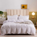 Tufted Wave Duvet Set: Boho Geometric Green Quilt Cover & Pillowcase, All-Seasons, US King Size