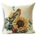 Axyaa Grey Pumpkin Sunflowers White Throw Pillowcase for Home Decor