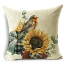 Axyaa Grey Pumpkin Sunflowers White Throw Pillowcase for Home Decor