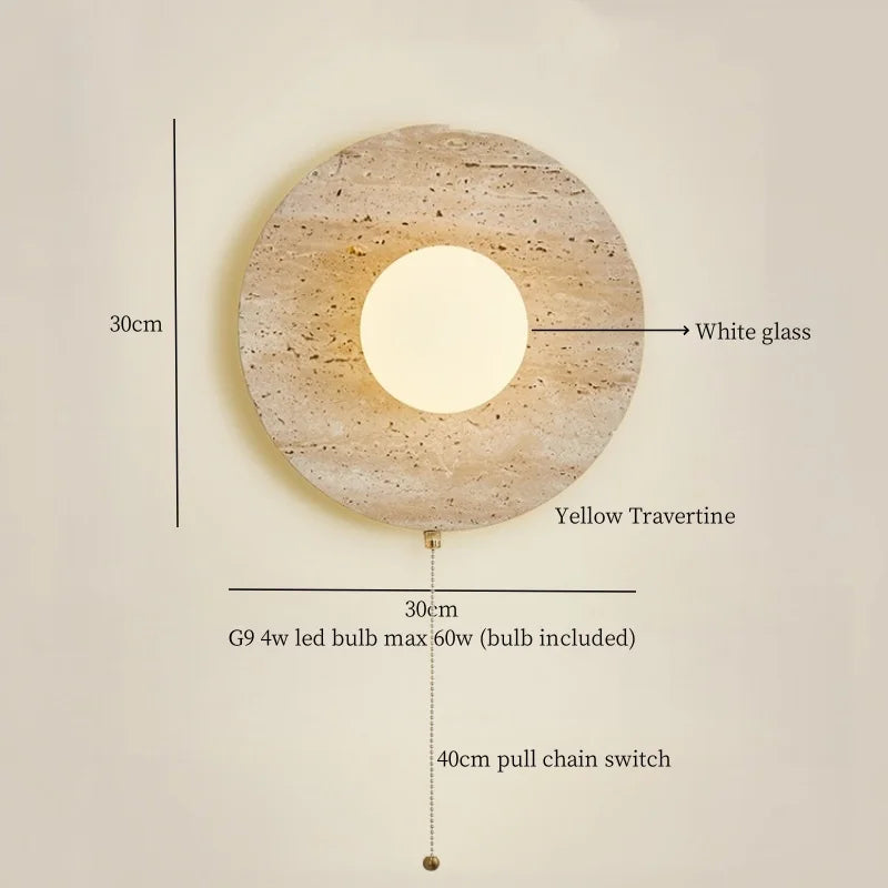 Axyaa Nordic LED Wall Lamp Wood Yellow Travertine Rotatable Light