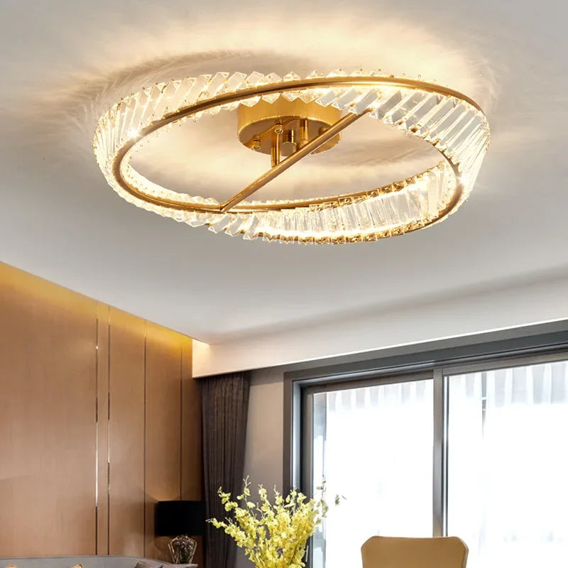 Axyaa Crystal LED Chandelier: Luxury Modern Bedroom Ceiling Lamp