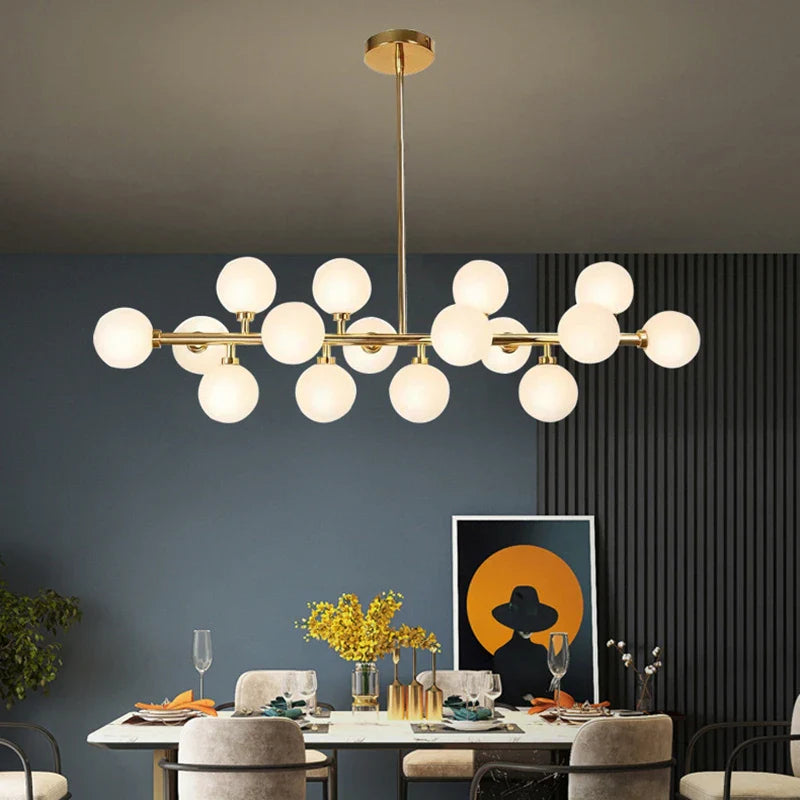 Axyaa Glass Ball LED Chandelier with Lampshade for Home Interior Lighting