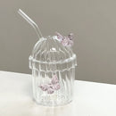 Axyaa Butterfly Glass Cup: Transparent Sphere Tea Girl Cup, High Aesthetic & Heat-resistant
