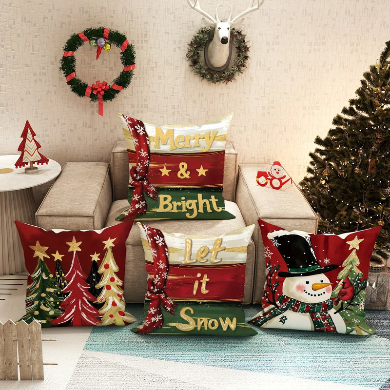 Axyaa Christmas Snowman Tree Pillowcase - Festive Home Decor & Holiday Gift