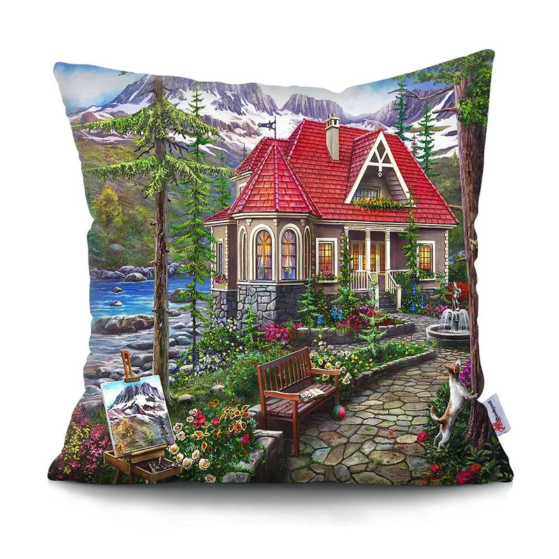 Axyaa Rustic Landscape Print Pillowcase