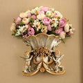 Axyaa Double Angel Vase Wall Hanging with Artificial Flowers for Home Decor