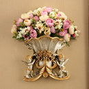 Axyaa Double Angel Vase Wall Hanging with Artificial Flowers for Home Decor