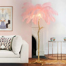 Axyaa Nordic Feather Floor Lamp Stand Light: Copper Modern Interior Lighting Decor