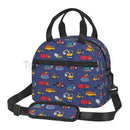 Axyaa Cartoon Truck Print Thermal Lunch Bag - Insulated Bento Tote for Work & School