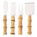 Axyaa Bamboo Cheese Knives Set - Stainless Steel Cutlery for Cheese-Lovers