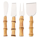 Axyaa Bamboo Cheese Knives Set - Stainless Steel Cutlery for Cheese-Lovers