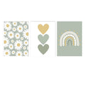 Axyaa Rainbow Heart Daisy Wall Art Canvas Print for Kids Girls Room
