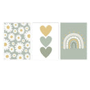 Axyaa Rainbow Heart Daisy Wall Art Canvas Print for Kids Girls Room