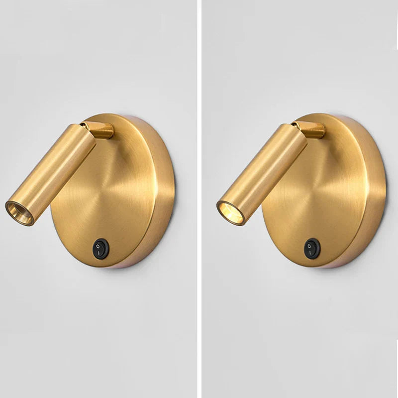 Axyaa Nordic Rotating Wall Lamp Sconce, Modern Minimalist Spotlight 3W Black Brass