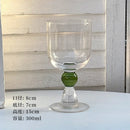 Axyaa Vintage Ball Stemmed Wine Glass - 300ml, Clear Amber Black Green, Ins Style