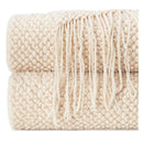Axyaa Cream White Knit Throw Blanket with Tassels