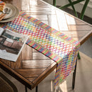 Axya Cotton Linen Striped Table Runner with Dual Color Tassels