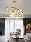 Axyaa Luxury Gold/Silver Rings LED Pendant Light - Modern Interior Hanging Ceiling Lamp