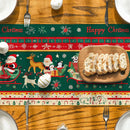 Axyaa Christmas Table Runner: Santa Deer Cart Presents Snowflakes Farmhouse Dining Decor
