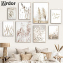 Nordic Reed Grass Landscape Canvas Wall Art Print for Living Room Decor by Axyaa
