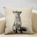Axyaa Fox Linen Pillowcase - Nordic Animal Theme Decorative Cushion Cover 45x45cm