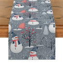 Snowman Christmas Table Runner by Axyaa: Festive Farmhouse Decor for Dining Party