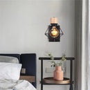 Retro Iron Wall Lamp Black Indoor Light Fixture for Bedroom by Axyaa