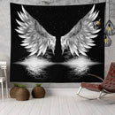 Axyaa Angel Wings Tapestry: Black & White Boho Trippy Hippie Wall Hanging