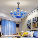 Axyaa Blue Ambience Glass Chandelier for Hotel, KTV & Bedroom