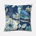 Luxurious Blue Bird Floral Pillowcase by Axyaa - 45x45cm Square Decor for Home & Office