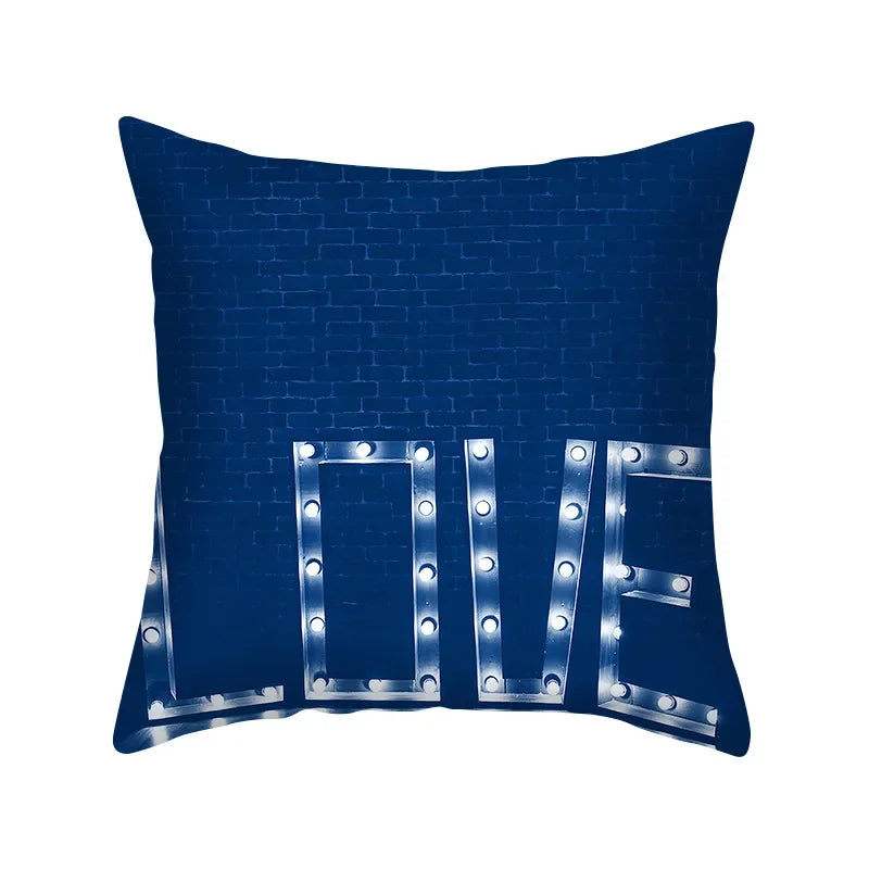 Axyaa Blue Geometry Pillowcase - Decorative Cushion Cover
