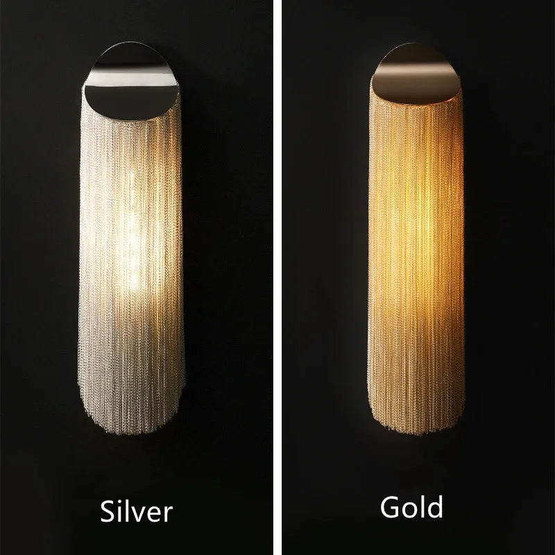 Luxury Silver & Gold Tassel Wall Sconces by Axyaa for Modern Hotel Bedroom