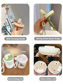 Axyaa Kawaii Jumbo Boba Water Bottle With Straw - Large Capacity Cute Stirring Cup