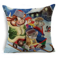 Axyaa Christmas Santa Snowman Pillowcase - Linen Cushion Cover 18*18 inch