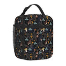Axyaa Insulated Forest Mushrooms Lunch Bag: Portable Thermal Meal Tote for Travel & Picnic.