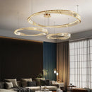 Axyaa Gold Steel Dimmable Crystal Pendant Lamp