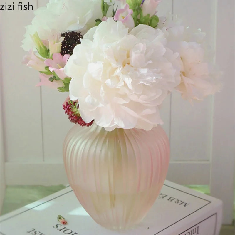 Frosted Glass Flower Vase for Living Room Decor by Axya