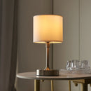 Axyaa 5w Rechargeable Table Lamp Copper White Linen Fabric USB Touch Cordless