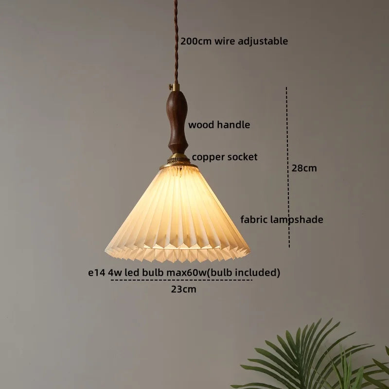 Axyaa Fabric Copper LED Pendant Lights, E14 Nordic Hanging Lamp for Home Decor